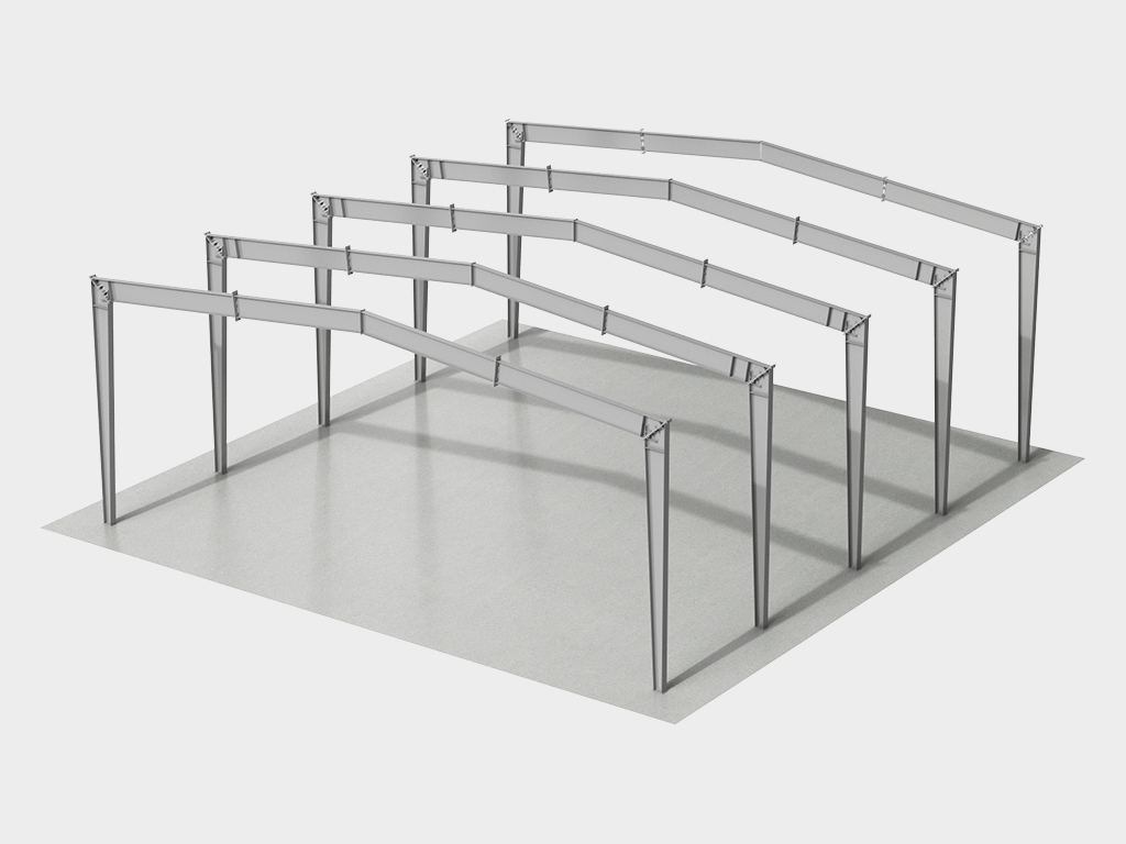 Рама из сварных профилей двутаврового сечения с переменной высотой стенки.